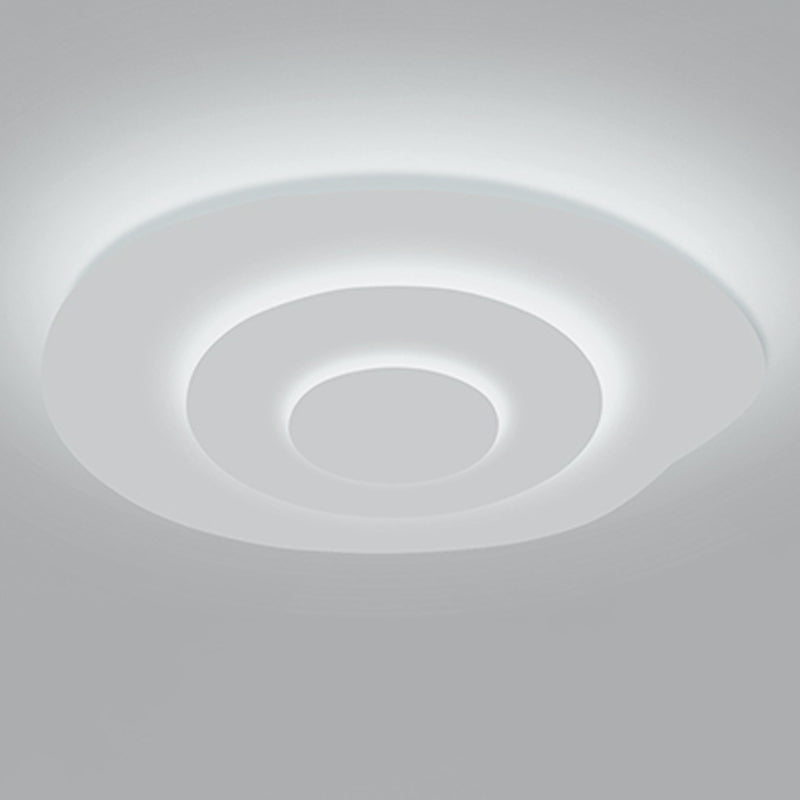 White Circular LED Ceiling Light in Modern Simplicity Lacquered Iron Flush Mount with Acrylic Shade