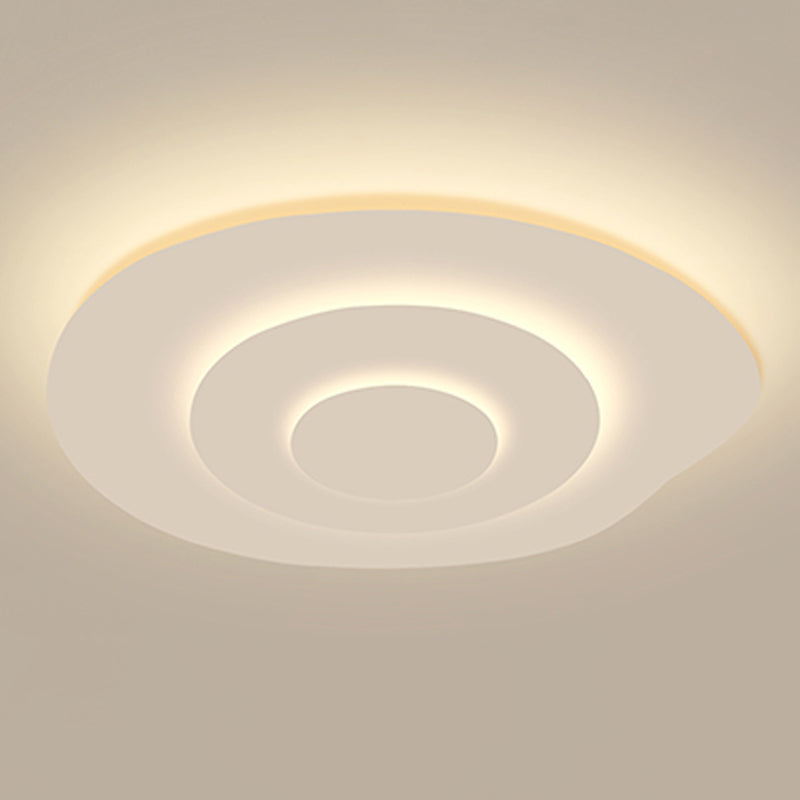 White Circular LED Ceiling Light in Modern Simplicity Lacquered Iron Flush Mount with Acrylic Shade