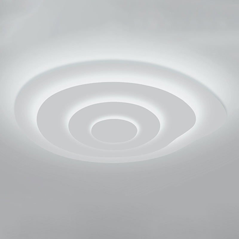 White Circular LED Ceiling Light in Modern Simplicity Lacquered Iron Flush Mount with Acrylic Shade