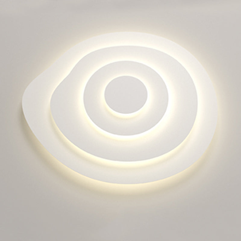 White Circular LED Ceiling Light in Modern Simplicity Lacquered Iron Flush Mount with Acrylic Shade