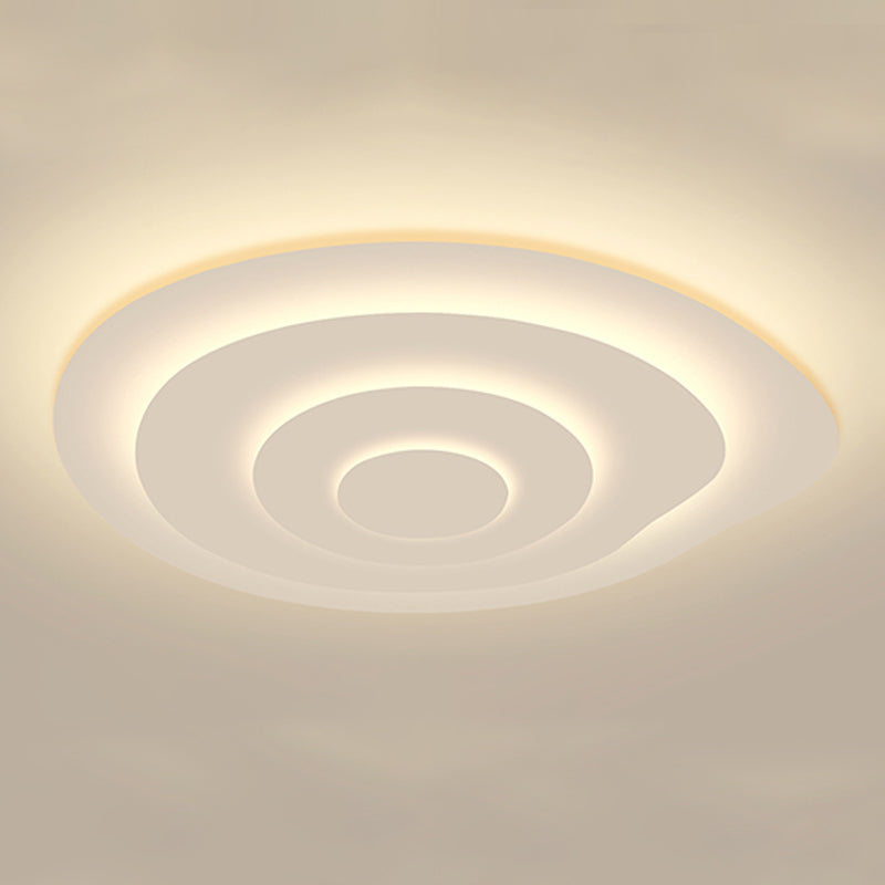 White Circular LED Ceiling Light in Modern Simplicity Lacquered Iron Flush Mount with Acrylic Shade