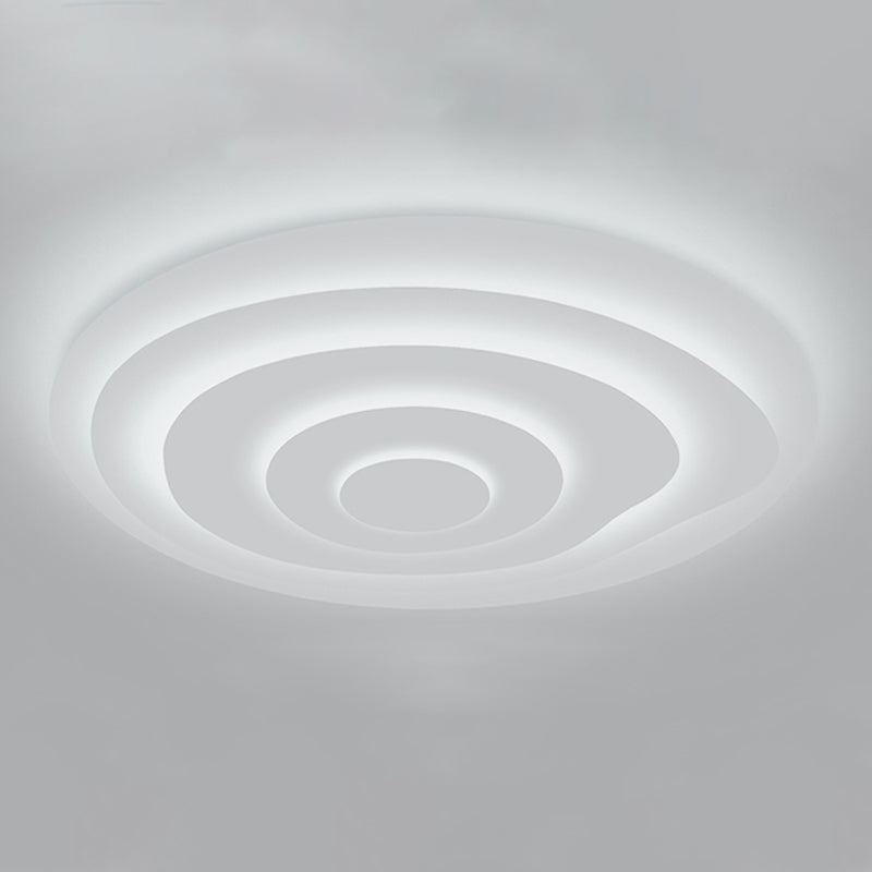 White Circular LED Ceiling Light in Modern Simplicity Lacquered Iron Flush Mount with Acrylic Shade