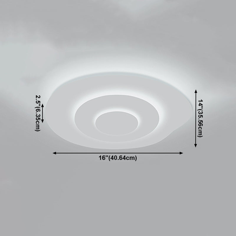 White Circular LED Ceiling Light in Modern Simplicity Lacquered Iron Flush Mount with Acrylic Shade