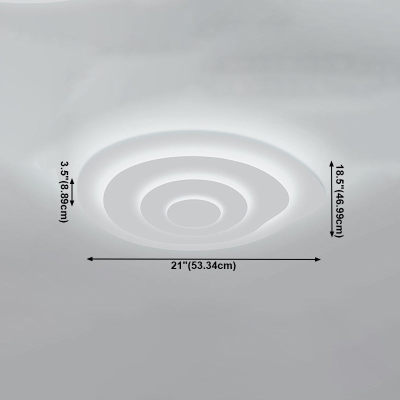 White Circular LED Ceiling Light in Modern Simplicity Lacquered Iron Flush Mount with Acrylic Shade