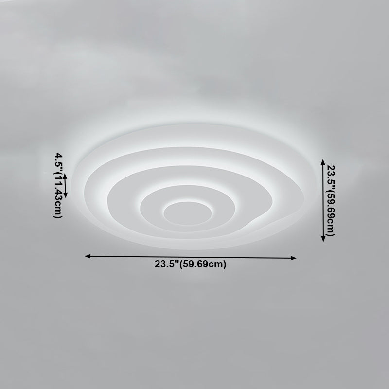White Circular LED Ceiling Light in Modern Simplicity Lacquered Iron Flush Mount with Acrylic Shade