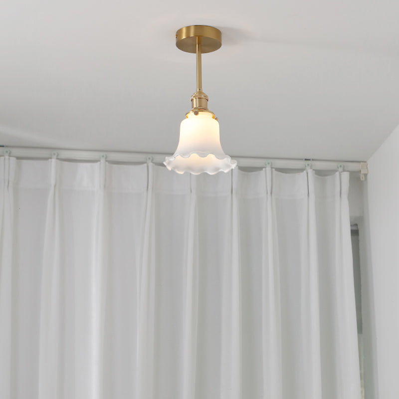Plafonnier Semi-encastré en verre et Bronze, Style créatif moderne, plafonnier géométrique en cuivre pour couloir
