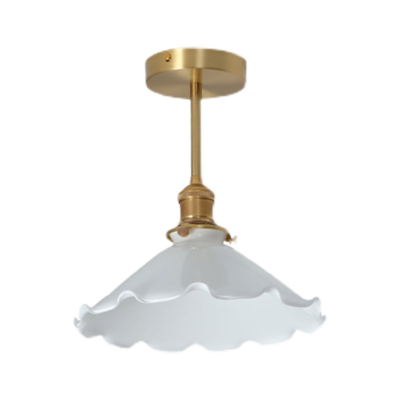 Plafonnier Semi-encastré en verre et Bronze, Style créatif moderne, plafonnier géométrique en cuivre pour couloir