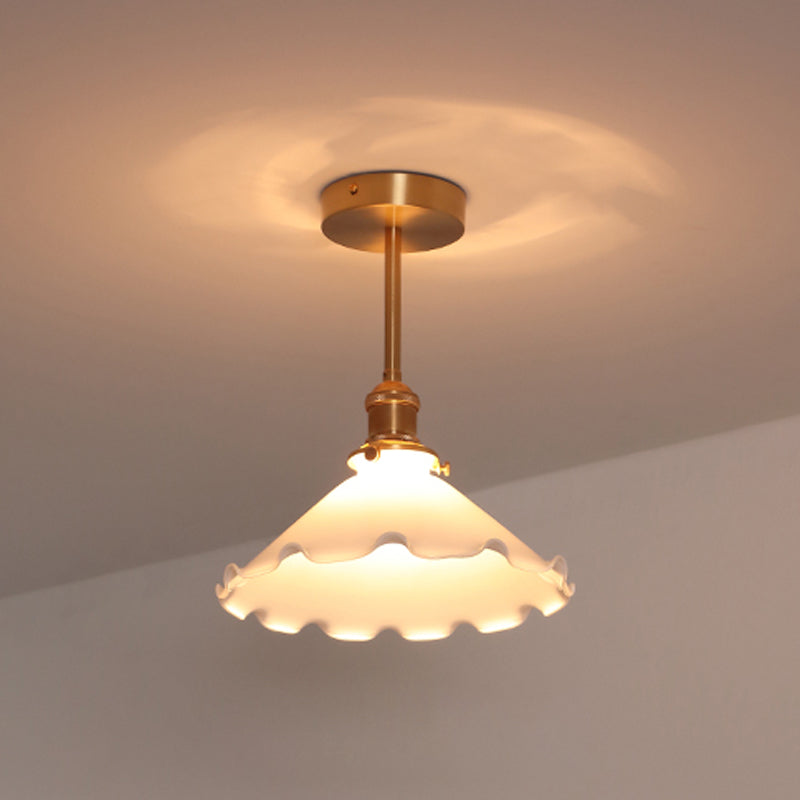 Plafonnier Semi-encastré en verre et Bronze, Style créatif moderne, plafonnier géométrique en cuivre pour couloir