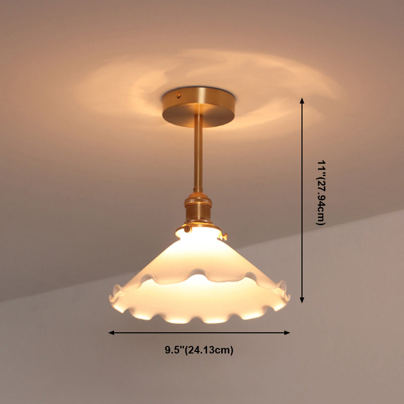Plafonnier Semi-encastré en verre et Bronze, Style créatif moderne, plafonnier géométrique en cuivre pour couloir