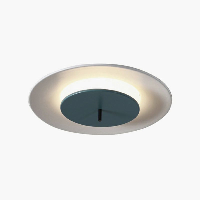 Plafonnier LED circulaire en fer laqué à montage encastré Macaron concis et moderne avec abat-jour en acrylique