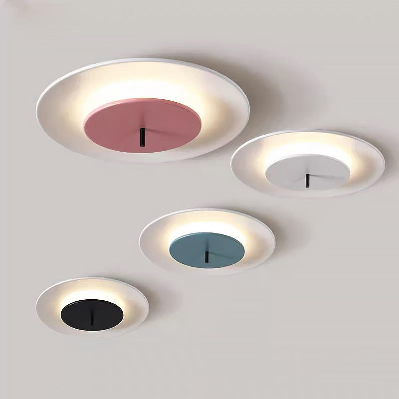 Plafonnier LED circulaire en fer laqué à montage encastré Macaron concis et moderne avec abat-jour en acrylique