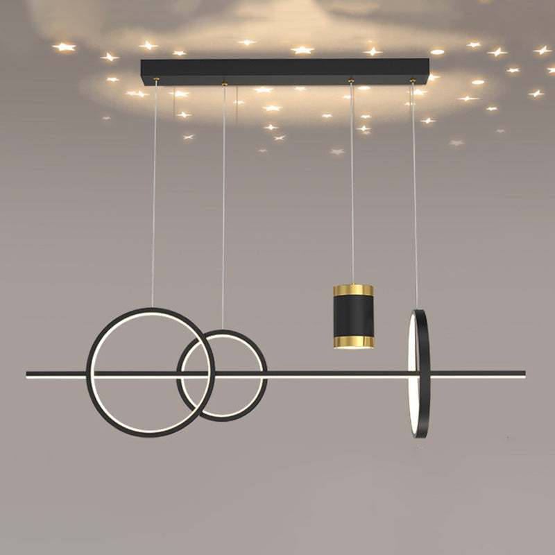 5 Light Geometric Island Lights Modernism Metal Island Light Fixtures for Dining Room