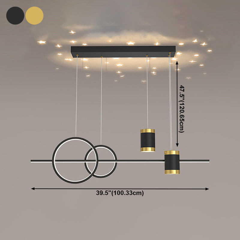 5 Light Geometric Island Lights Modernism Metal Island Light Fixtures for Dining Room