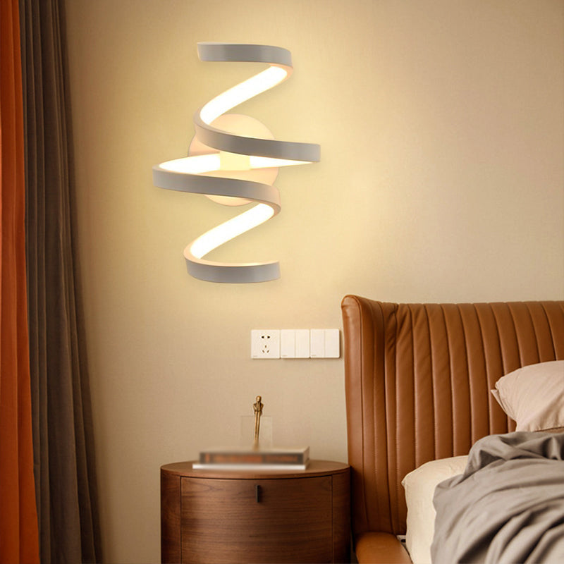 Lámpara de pared espiral de estilo moderno 1 accesorios de iluminación de pared de luz en acabado blanco