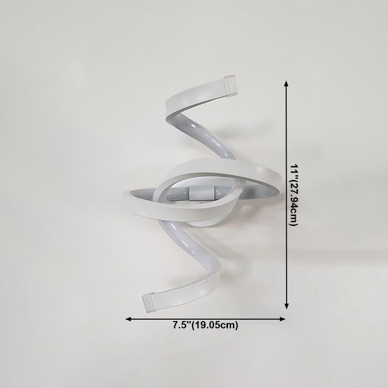 Lámpara de pared espiral de estilo moderno 1 accesorios de iluminación de pared de luz en acabado blanco