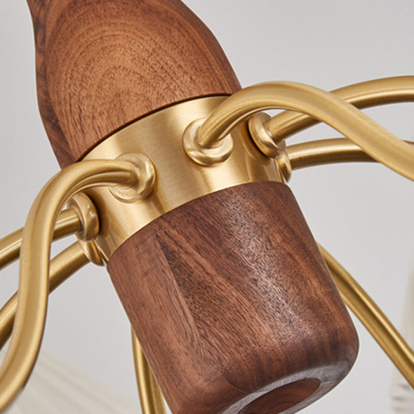 Fabric Wood Pendant Light Cone Contemporary Ceiling Light for Living Room