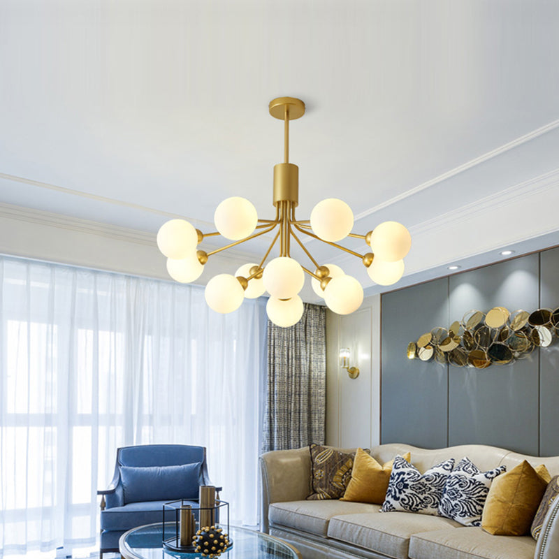 Modern Artistic Globe Chandelier Lacquered Iron Pendant Light with White Glass Shade