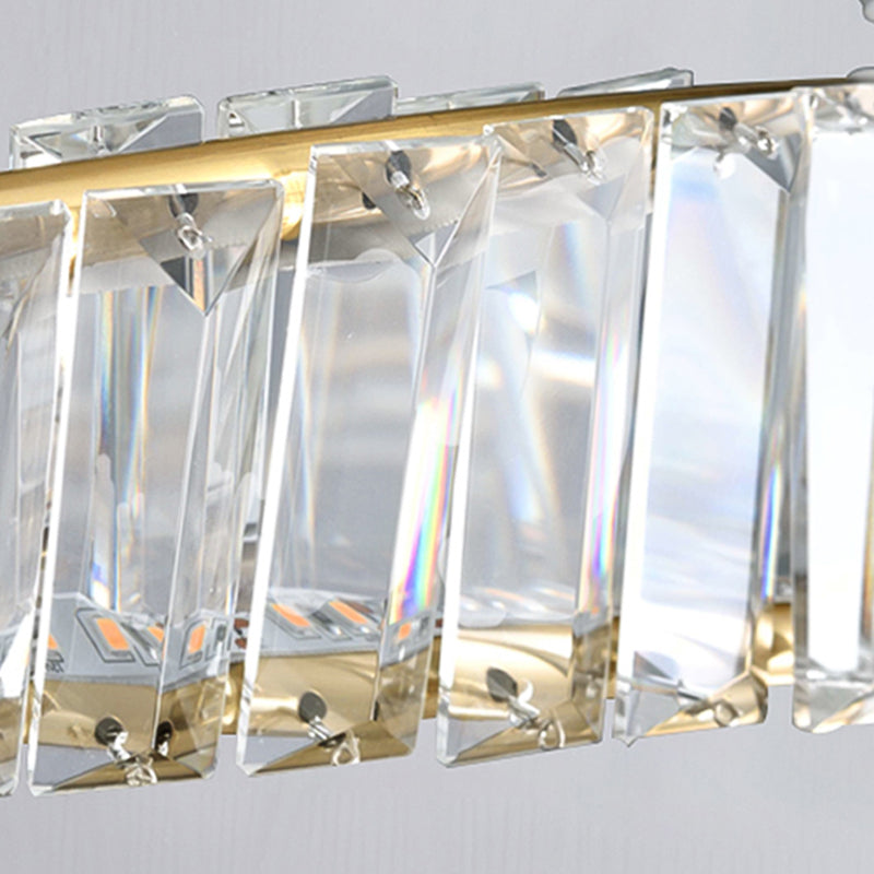 Modern Luxury LED Chandelier Lacquered Iron Circular Pendant Light with Crystal Shade