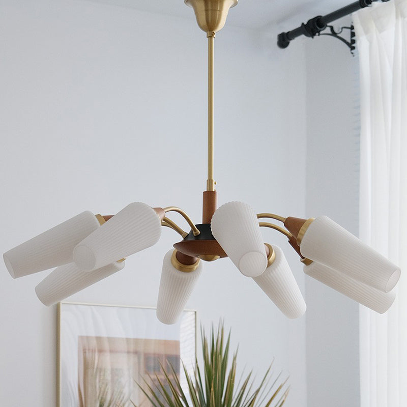 Copper Glass Chandelier Lights Nordic Modern Pendant Light Fixture for Living Room