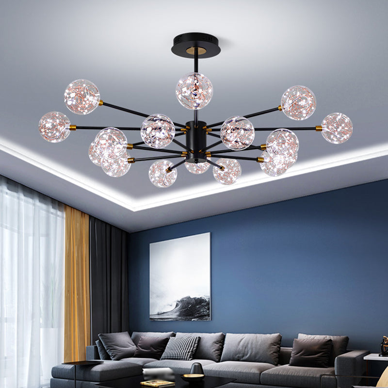 Luce a sospensione a sospensione globale con soffitto in vetro trasparente contemporaneo