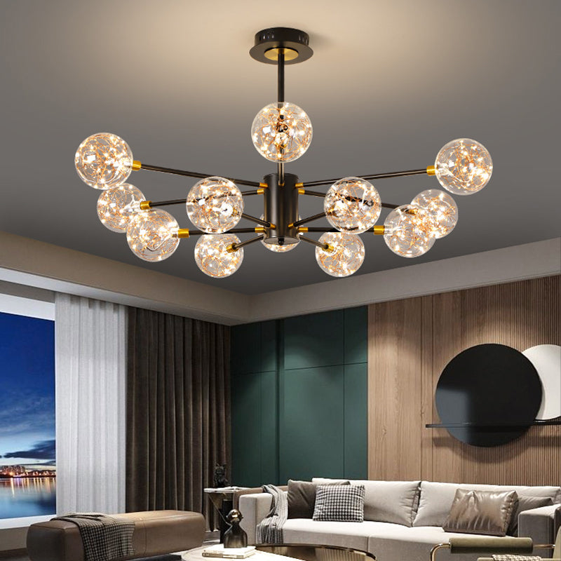 Luce a sospensione a sospensione globale con soffitto in vetro trasparente contemporaneo