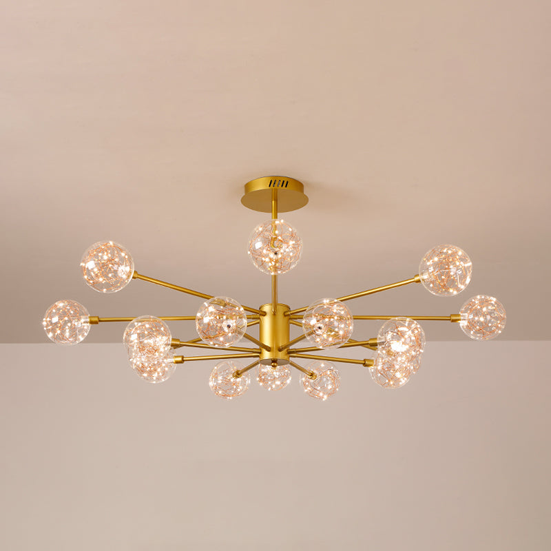 Luce a sospensione a sospensione globale con soffitto in vetro trasparente contemporaneo