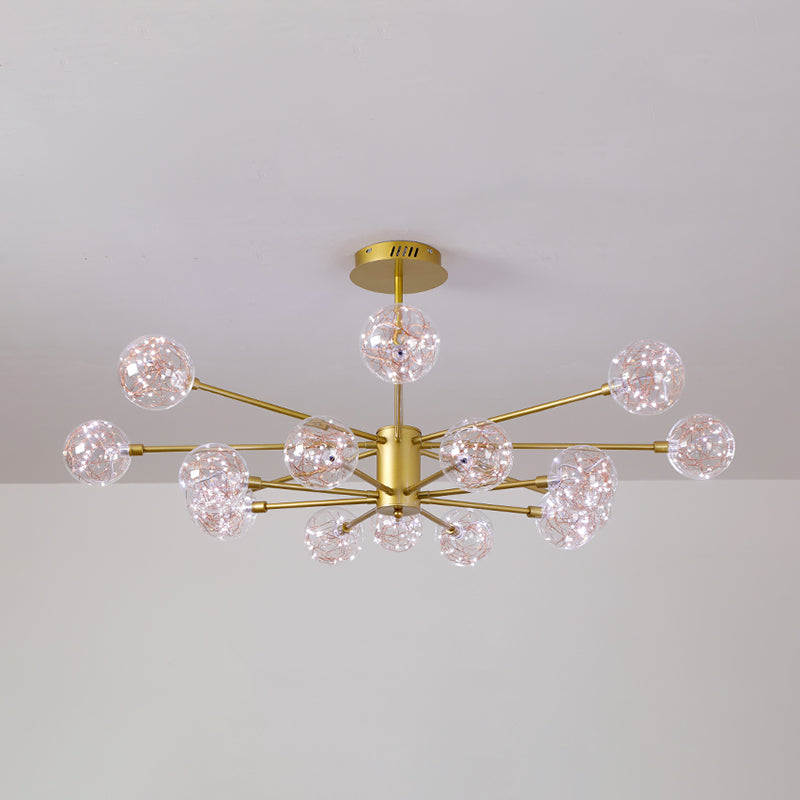 Luce a sospensione a sospensione globale con soffitto in vetro trasparente contemporaneo