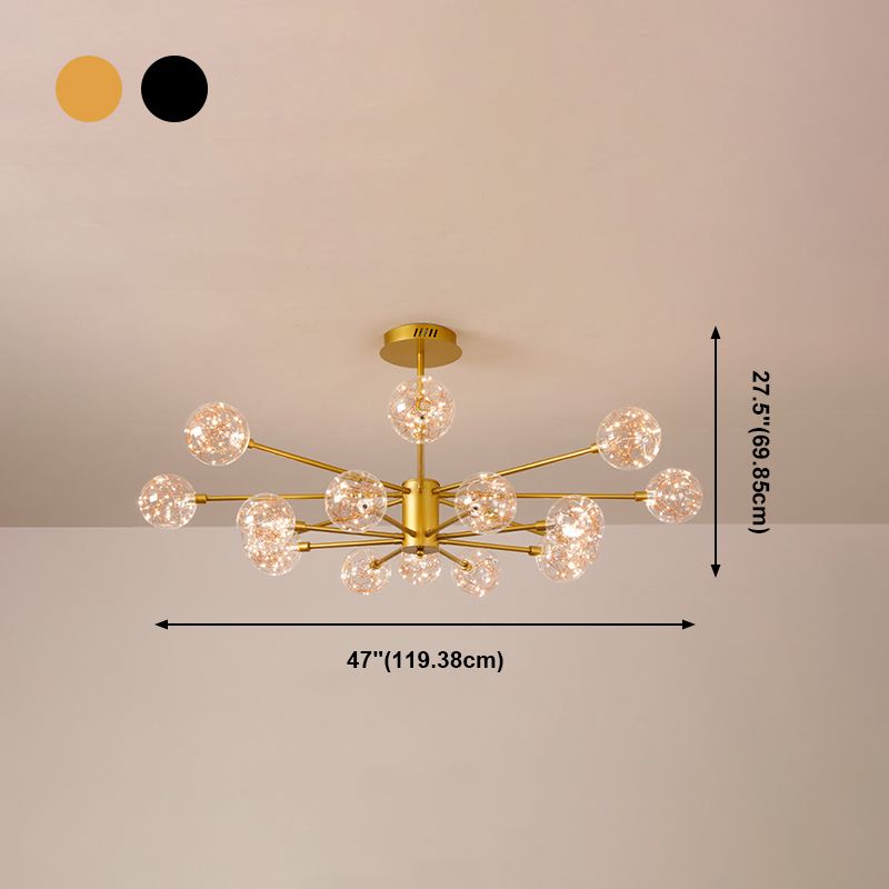 Luce a sospensione a sospensione globale con soffitto in vetro trasparente contemporaneo