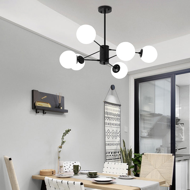 Modern Hanging Pendant Lights Living Room Glass Hanging Lamps in Black