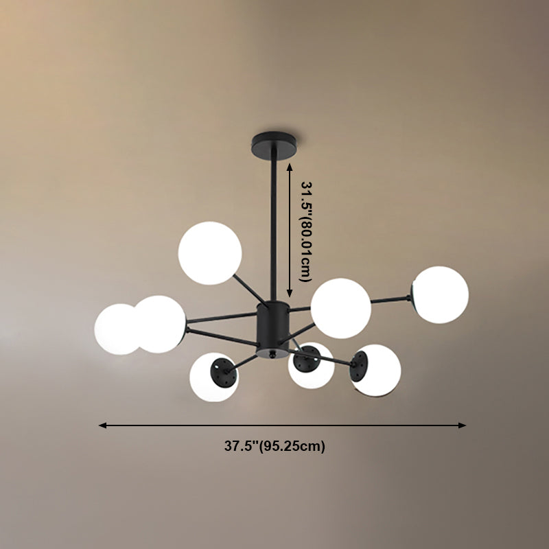 Modern Hanging Pendant Lights Living Room Glass Hanging Lamps in Black