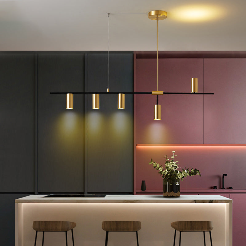 Cylinder Island Pendant Lights Contemporary Kitchen Island Lighting with Metal Shade