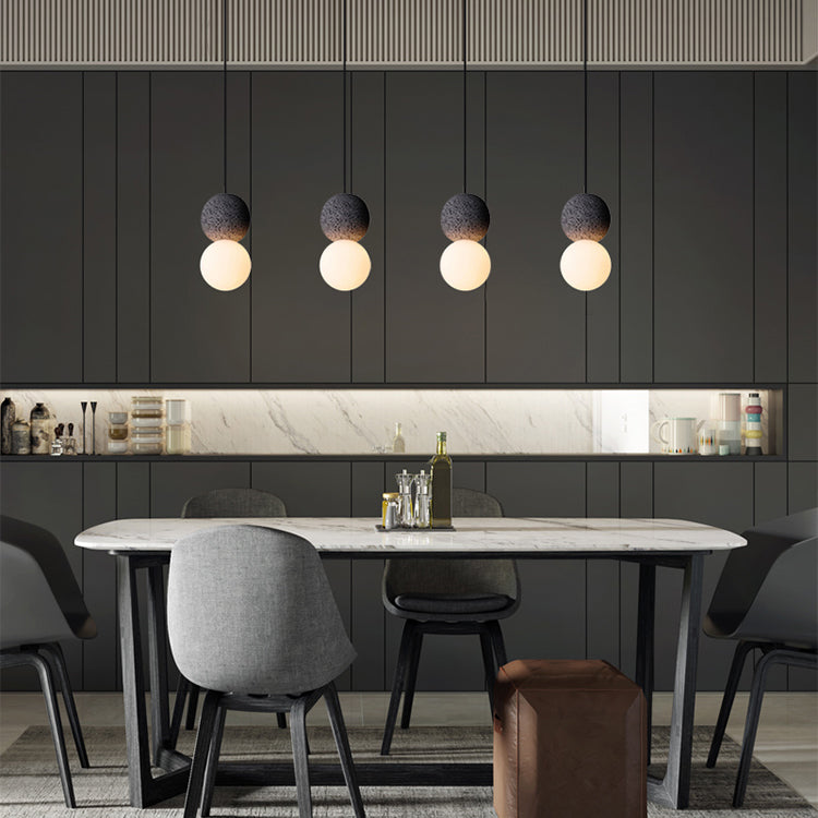 Cement Modern Nordic Pendant Light 1-Light Grey Hanging Ceiling Light for Bar