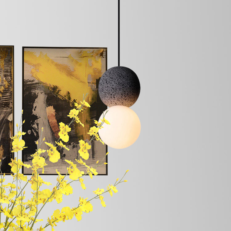 Cement Modern Nordic Pendant Light 1-Light Grey Hanging Ceiling Light for Bar