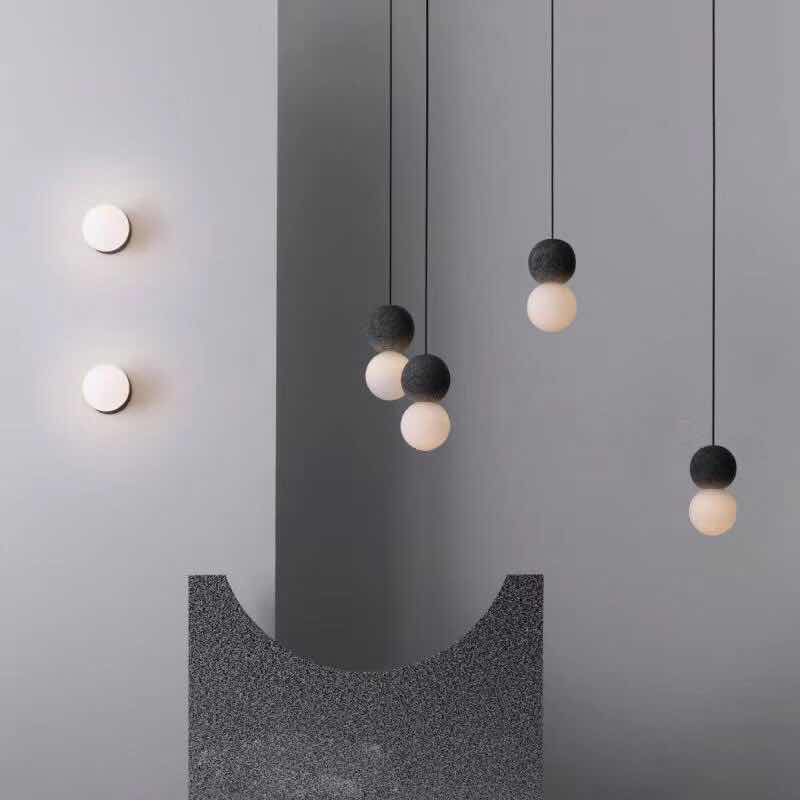 Cement Modern Nordic Pendant Light 1-Light Grey Hanging Ceiling Light for Bar