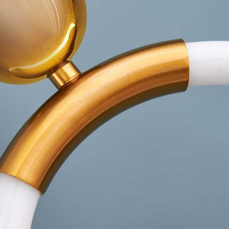 1-Light LED Circle Suspended Lighting Fixture Gold Pendant Light Kit for Bedroom