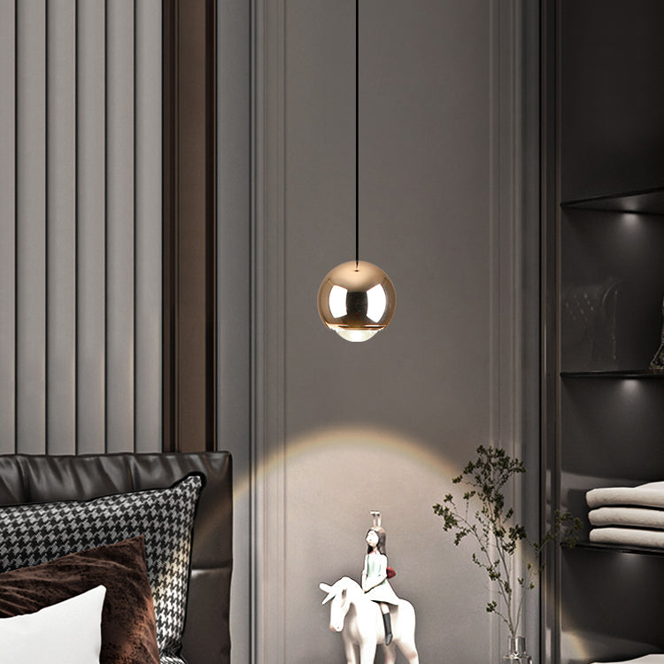 Modern Style Spherical Shape Hanging Light Metal 1 Light Pendant Lamp for Bedroom