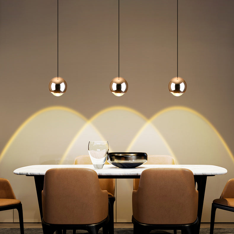 Modern Style Spherical Shape Hanging Light Metal 1 Light Pendant Lamp for Bedroom