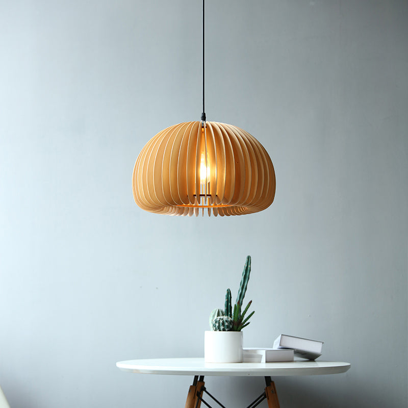 Wood Nordic Modern Pendant Light 1-Light Hanging Ceiling Light for Hallway