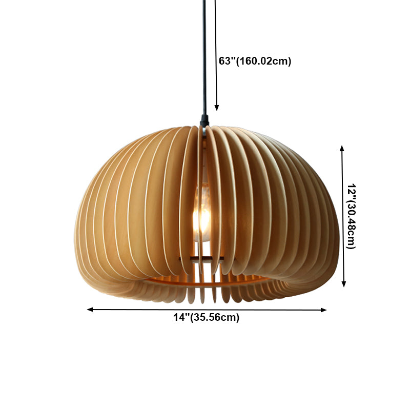 Wood Nordic Modern Pendant Light 1-Light Hanging Ceiling Light for Hallway