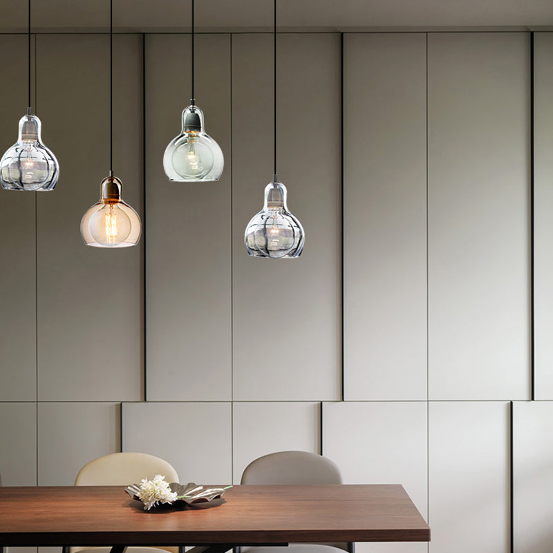 Modern Creative Geometric Pendant Light Wrought Iron Indoor Hanging Lamp with Glass Shade