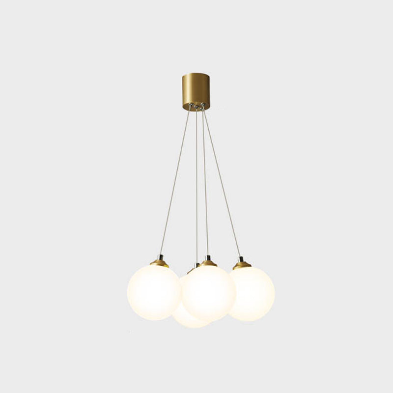 Moderne modische Globus Hanging Lampe Kupfer Innenheizlicht mit weißem Glasschatten
