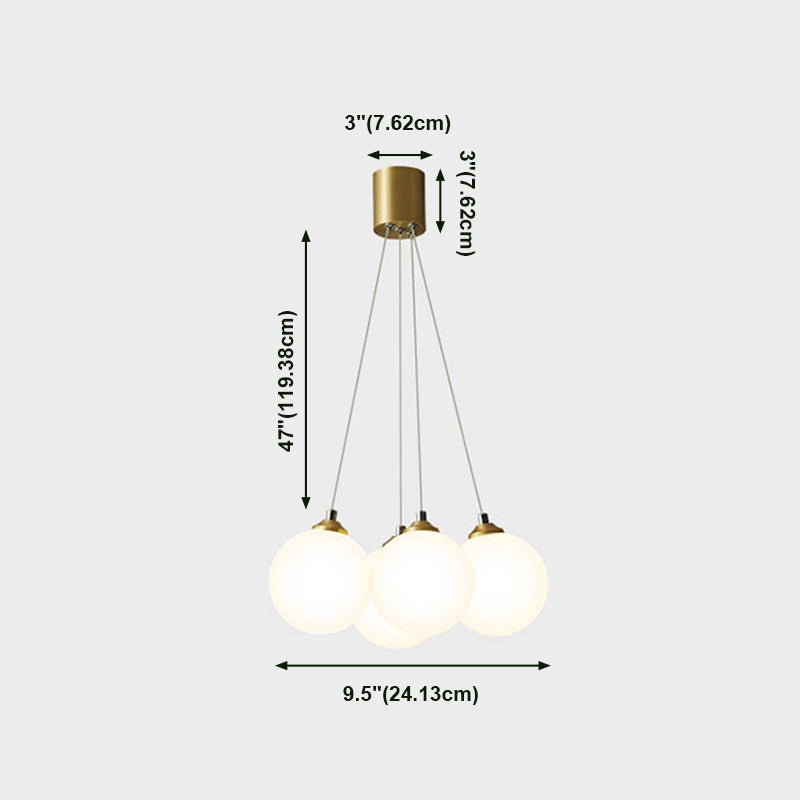 Moderne modische Globus Hanging Lampe Kupfer Innenheizlicht mit weißem Glasschatten