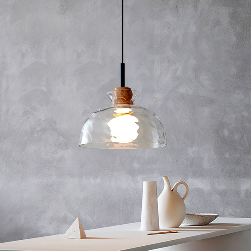 Lampe de suspension noire en verre d'ondulation dans un style artistique moderne en fer forgé