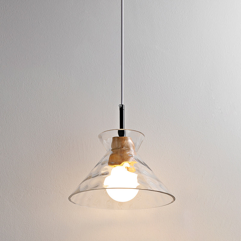 Lampe de suspension noire en verre d'ondulation dans un style artistique moderne en fer forgé