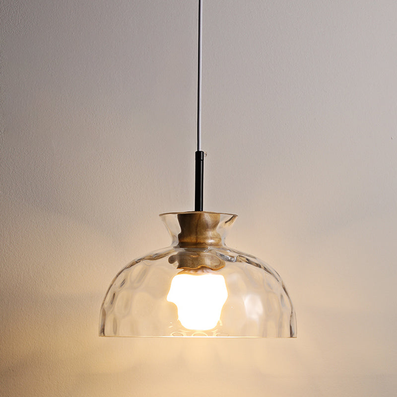 Lampe de suspension noire en verre d'ondulation dans un style artistique moderne en fer forgé