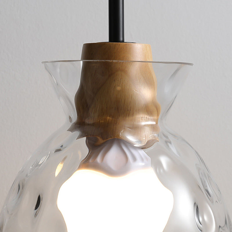 Lampe de suspension noire en verre d'ondulation dans un style artistique moderne en fer forgé