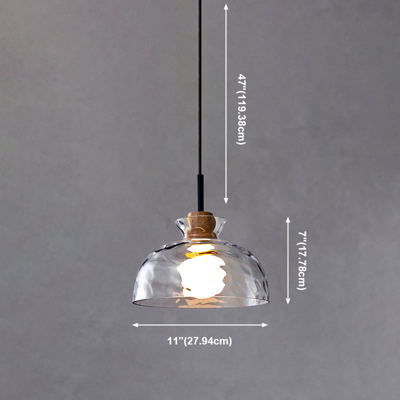 Lampe de suspension noire en verre d'ondulation dans un style artistique moderne en fer forgé