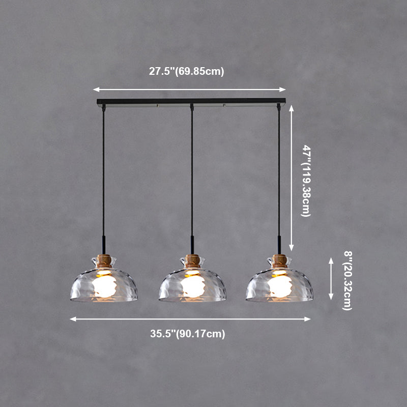 Lampe de suspension noire en verre d'ondulation dans un style artistique moderne en fer forgé