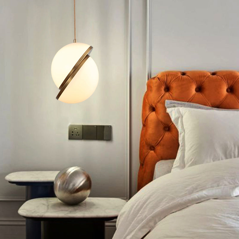Lampe suspendue en bronze en acrylique dans un style artistique moderne électroplate Copper Globe Pendant Light