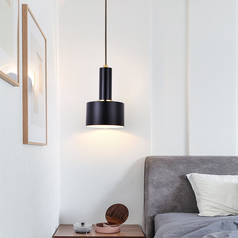 Modern Artistic Cylindrical Pendant Light Electroplate Iron Hanging Lamp for Dining Room